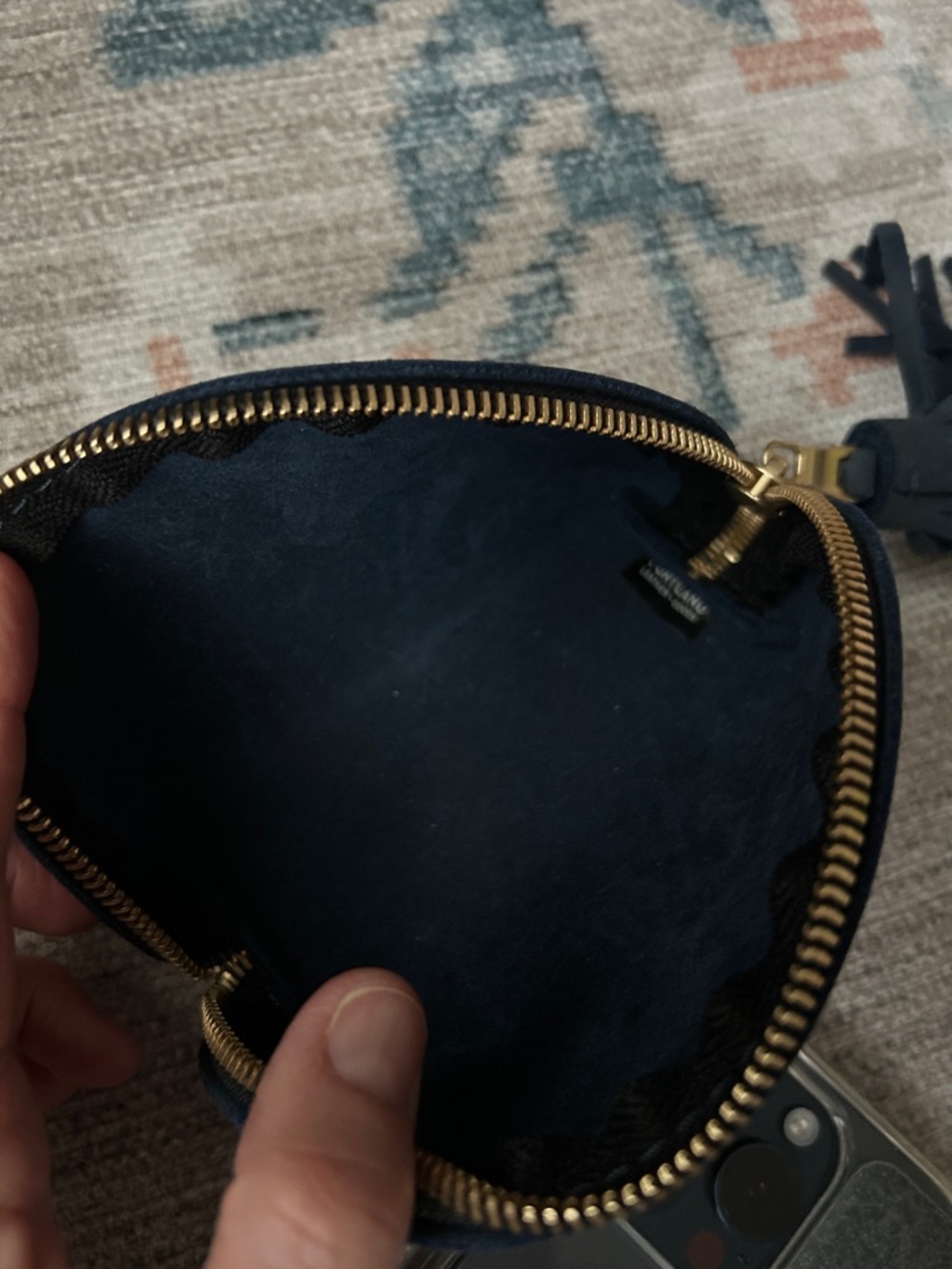Portland Leather Navy Taco Tassel Cosmetic Pouch - Picture 4 of 6